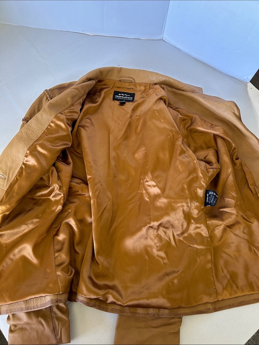 MONTANACO WOMENS SOFT VINTAGE BRAIDED LEATHER COAT SZ XL - Picture 5 of 12